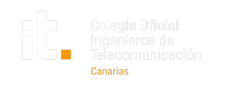 El logo del Colegio Oficial de Ingenieros de Telecomunicación de Canarias en blanco